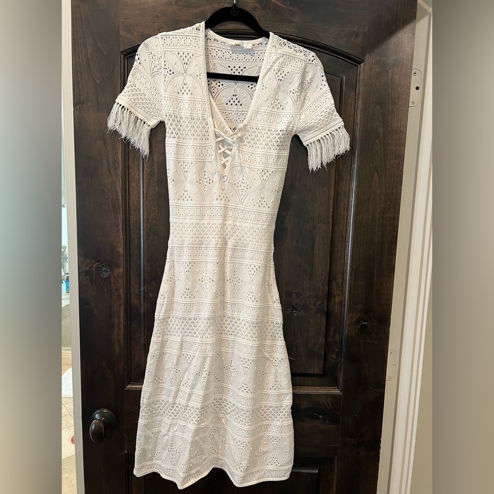 A.L.C white midi knit dress